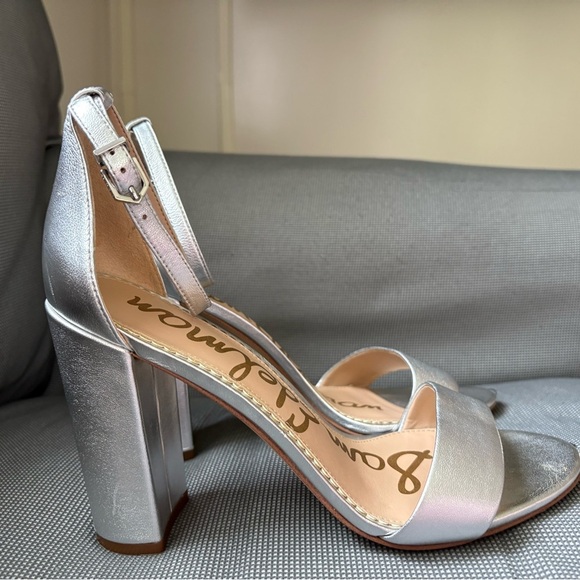 Sam Edelman Yaro Silver Block Heel Sandals - Picture 11 of 12